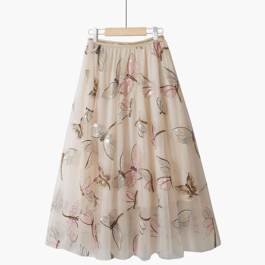 Fashion Golden Silk Retro Lace Dragonfly Skirt