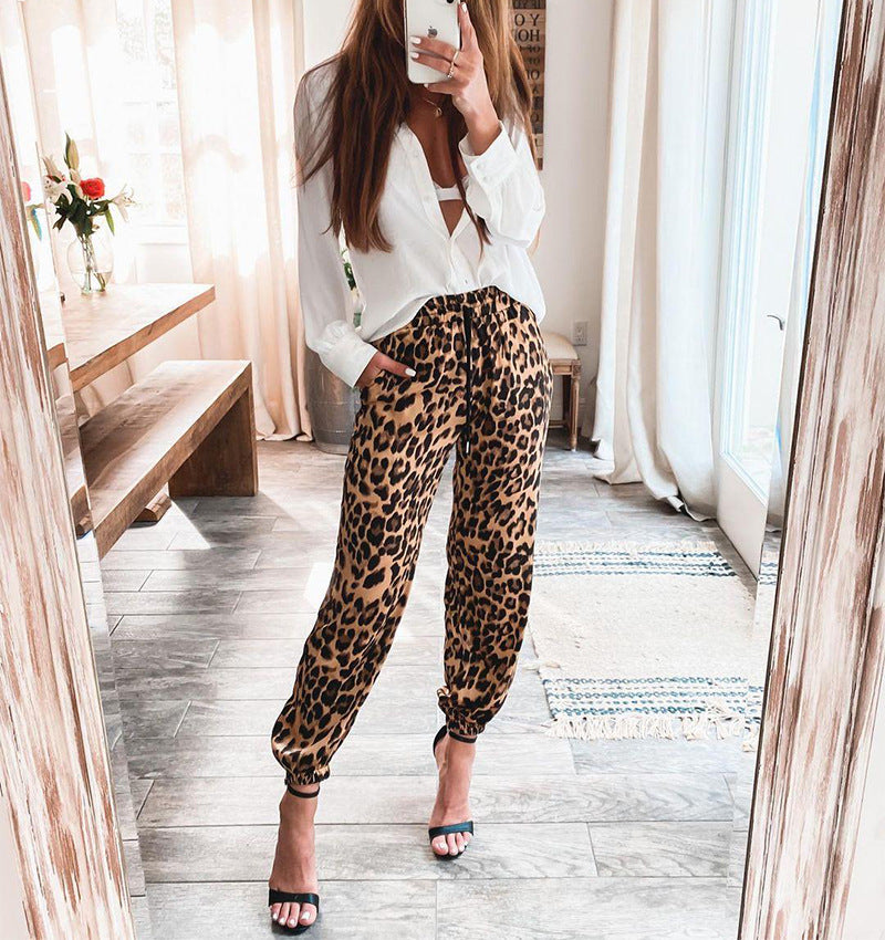 Fashion Leopard Elastic Waist Pants