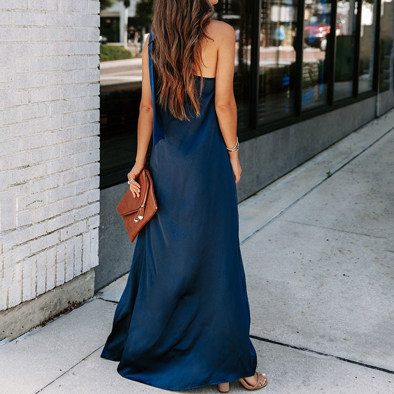 Fashion One-shoulder Diagonal Irregular Dress