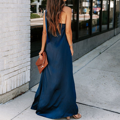 Fashion One-shoulder Diagonal Irregular Dress