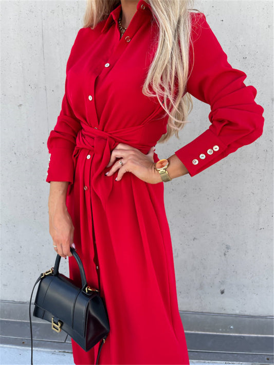 Fashion Long Sleeve Big Hem Shirt Dress