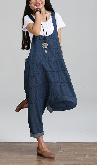 Fashion Vintage Palazzo Denim Jumpsuit