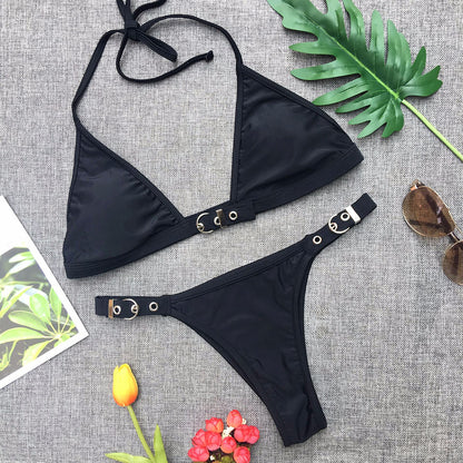 Fashion Adjust Thong Bikini Set