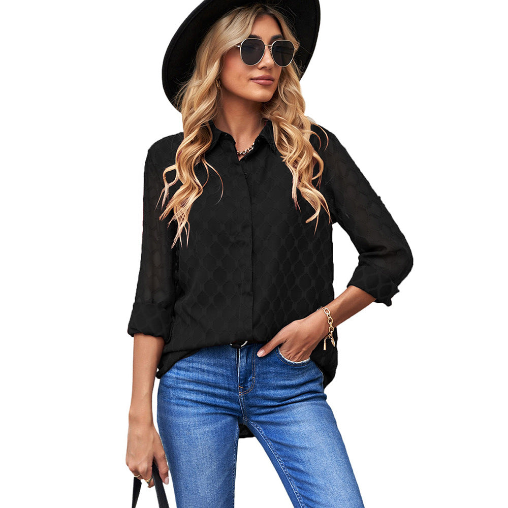 Fashion Tulle Long Sleeved Lace Shirt