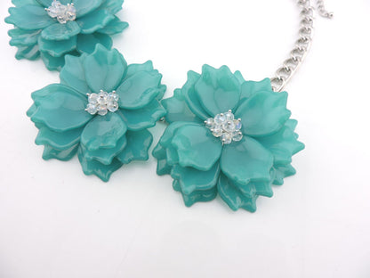 Fashion Ornament Acrylic Exaggerated Three Flowers Necklace