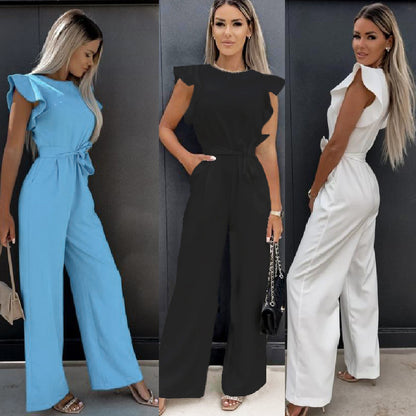 Fashion Commuter Waist Lace Up Jumpsuit