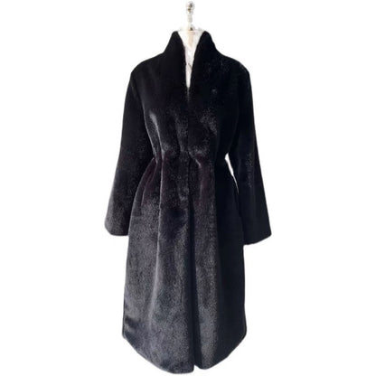 Fashion Mid-Length Stand Collar Plush Coat
