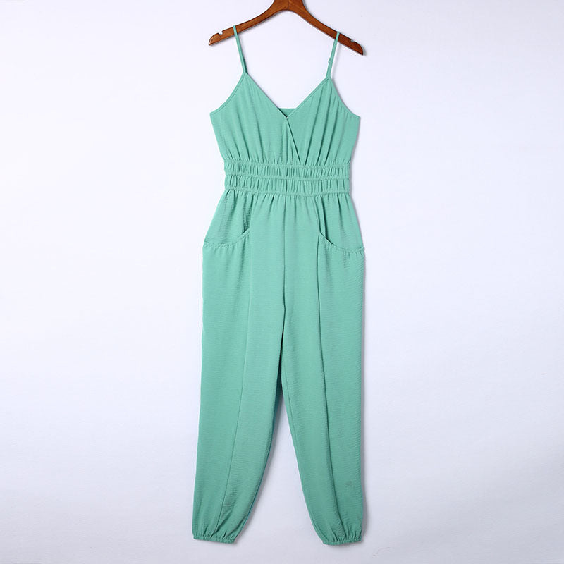 Fashion Spaghetti Straps One-piece Backless Jumpsuit