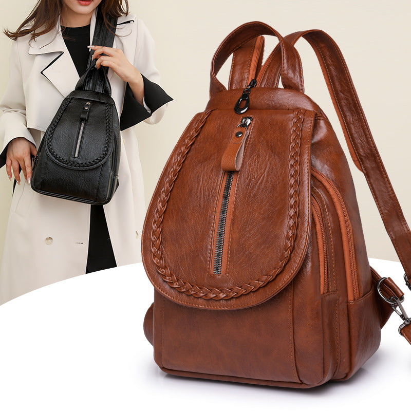 Fashion Large Capacity Soft Leather Backpack
