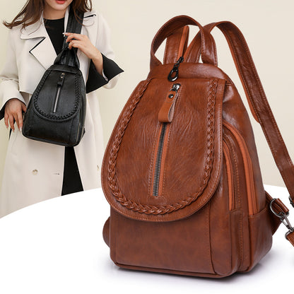 Fashion Large Capacity Soft Leather Backpack