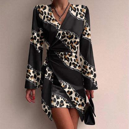 Fashion Temperament Printed Shirt Dress