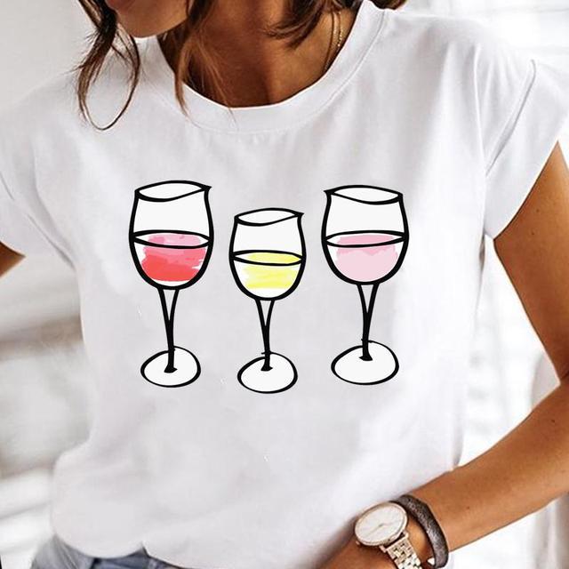 Fashion Wine Glass Printing T-Shirts