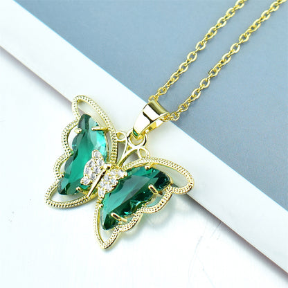 Fashion Butterfly Crystal Zircon Necklace