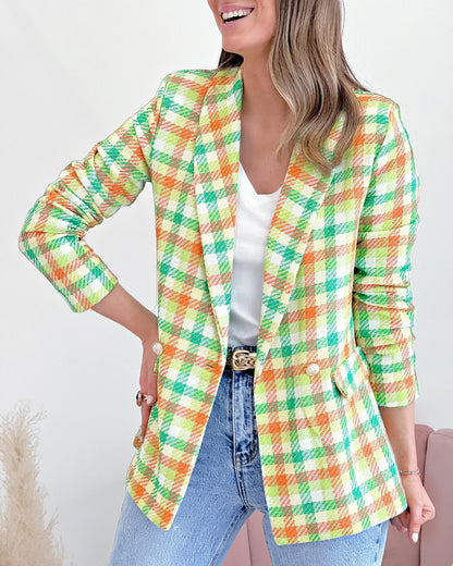 Fashion Plaid Printed Suit Jacket