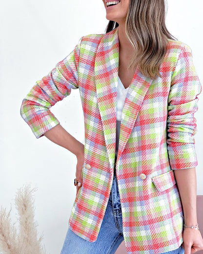 Fashion Plaid Printed Suit Jacket