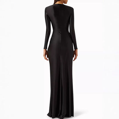Fashion Vest Long Sleeve Deep V-neck Dress