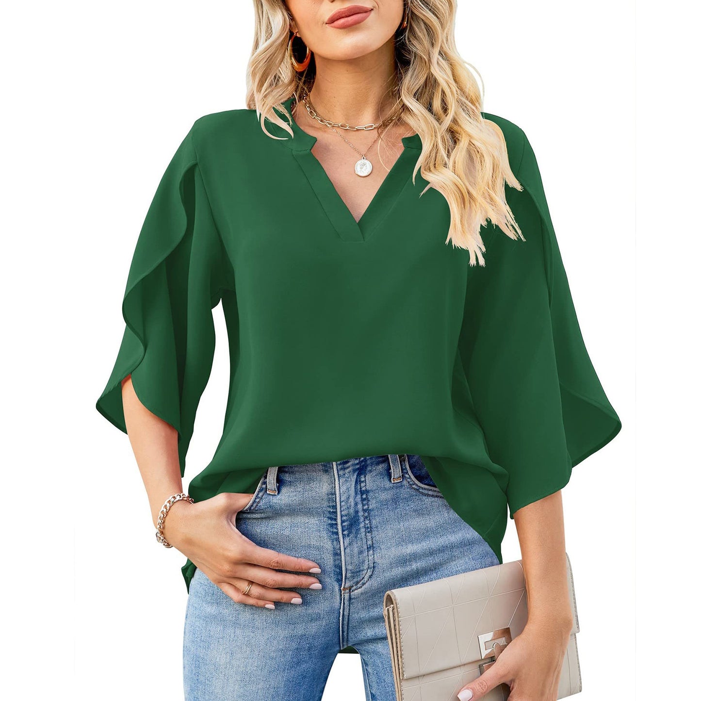 Fashion Petal Sleeve Loose Blouse