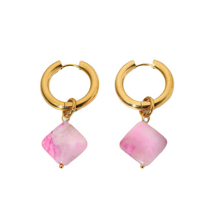 Fashion Natural Stone Stainless Steel Earrings