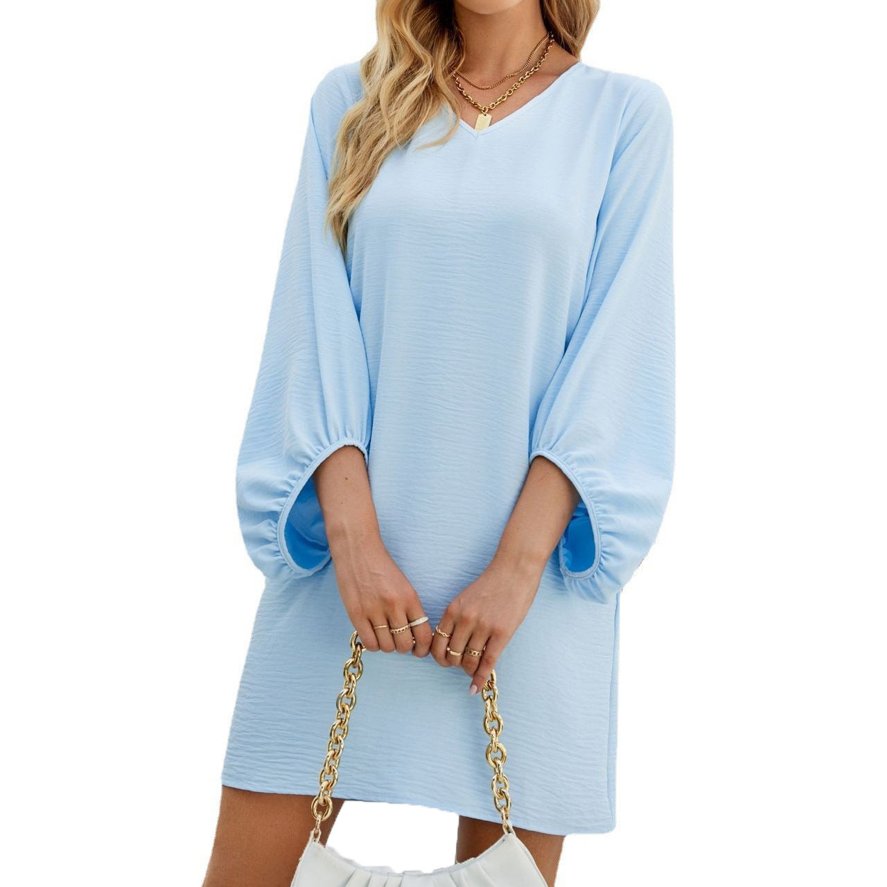 Fashion Puff Sleeve Loose Dress