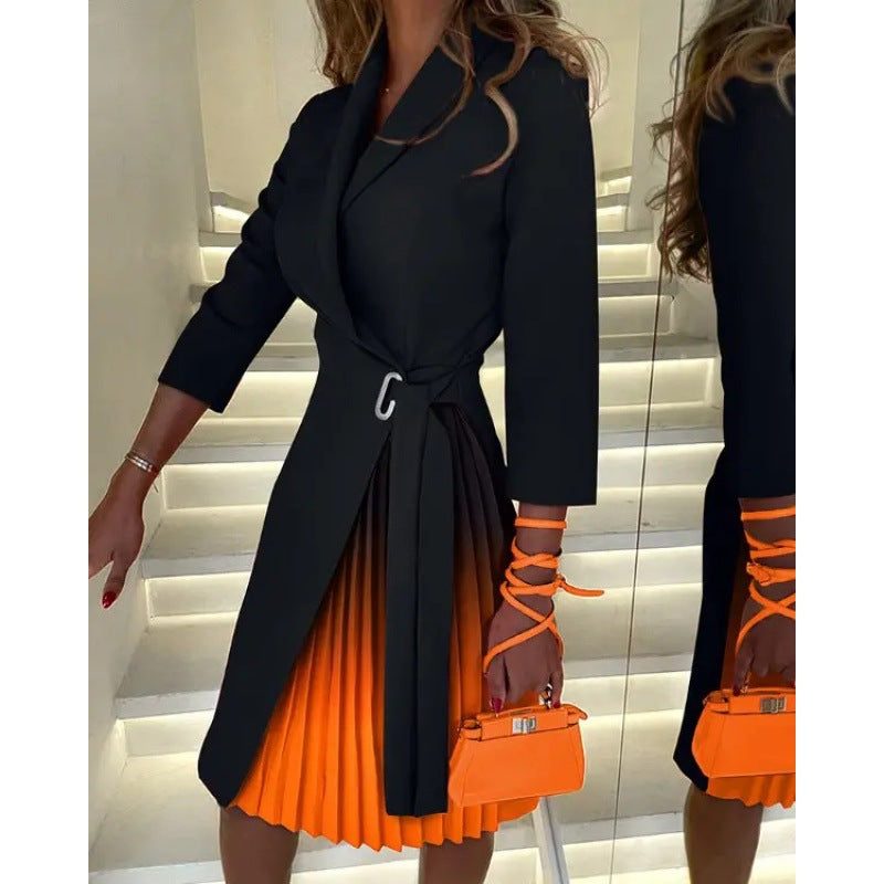 Fashion Lace Up Pleated Dress