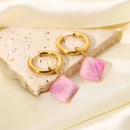 Fashion Natural Stone Stainless Steel Earrings