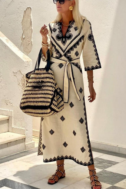 Fashion Printed Linen Bohemian Dress