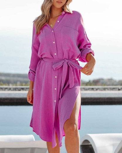 Fashion Long-sleeved Shirt Dress