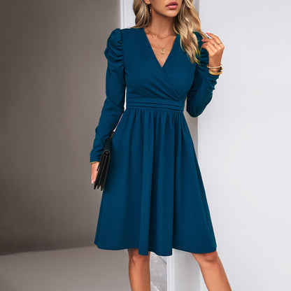 Fashion V-neck Long-Sleeve Dress