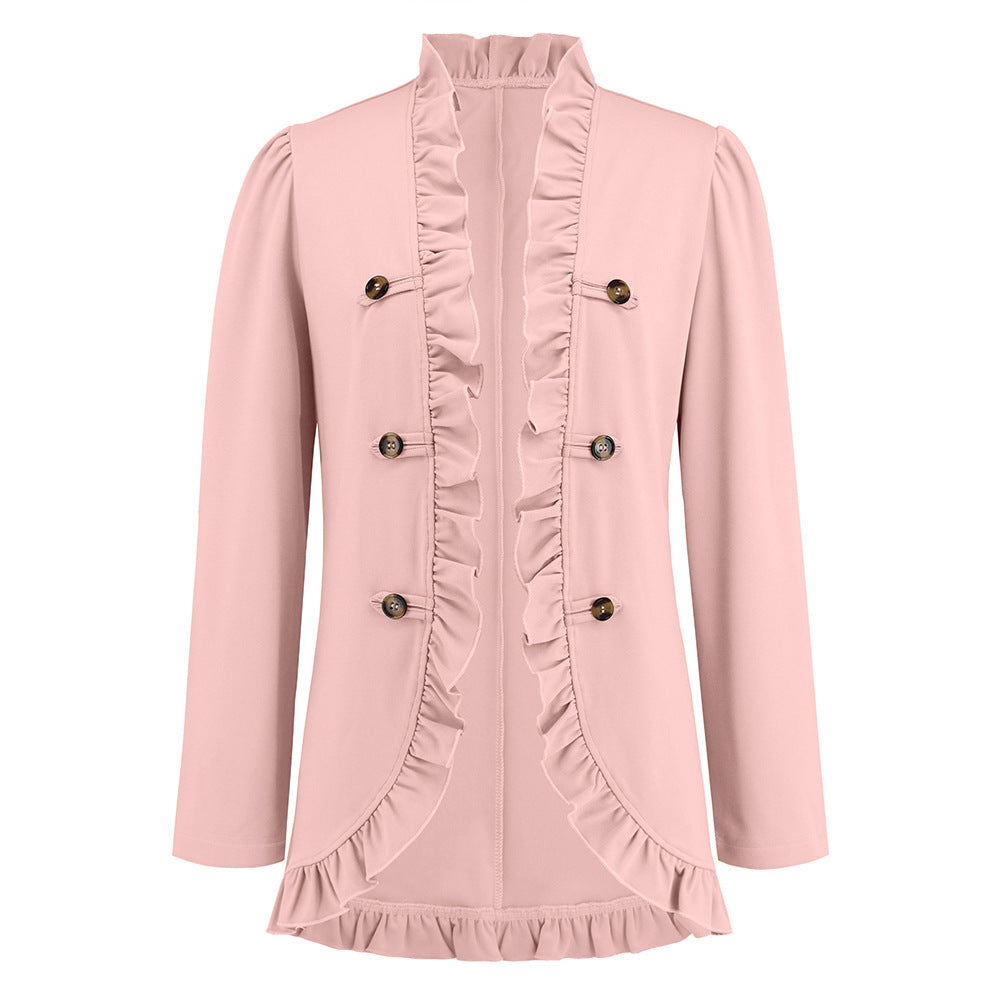 Fashion Ruffled Cardigan Button Jacket