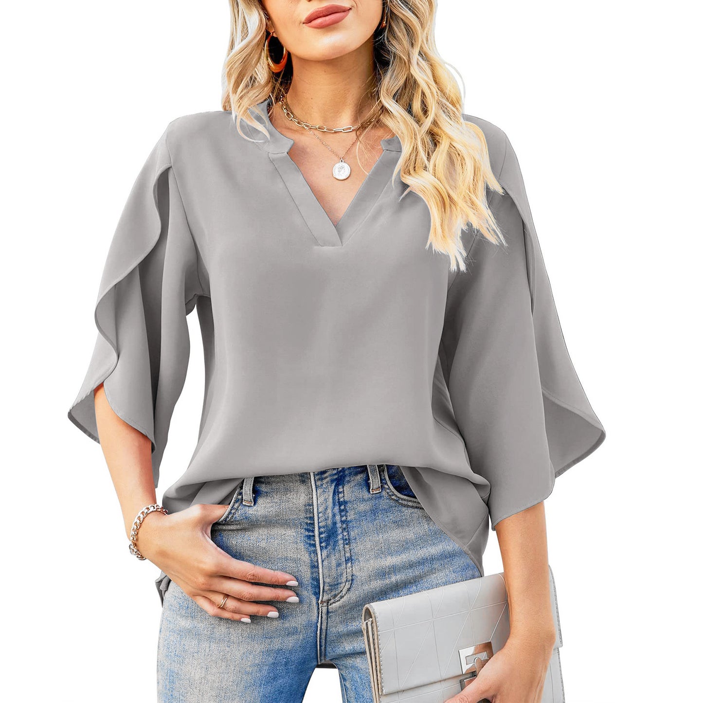 Fashion Petal Sleeve Loose Blouse