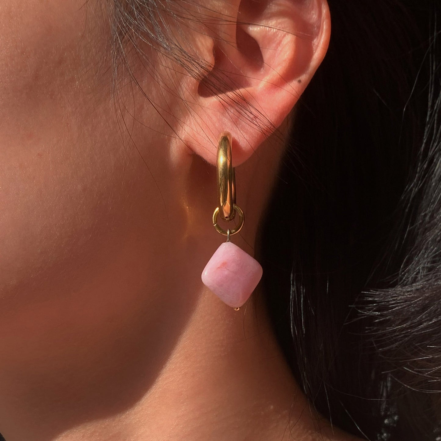 Fashion Natural Stone Stainless Steel Earrings