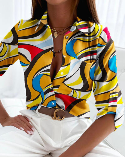 Fashion Long-sleeved Print Shirt