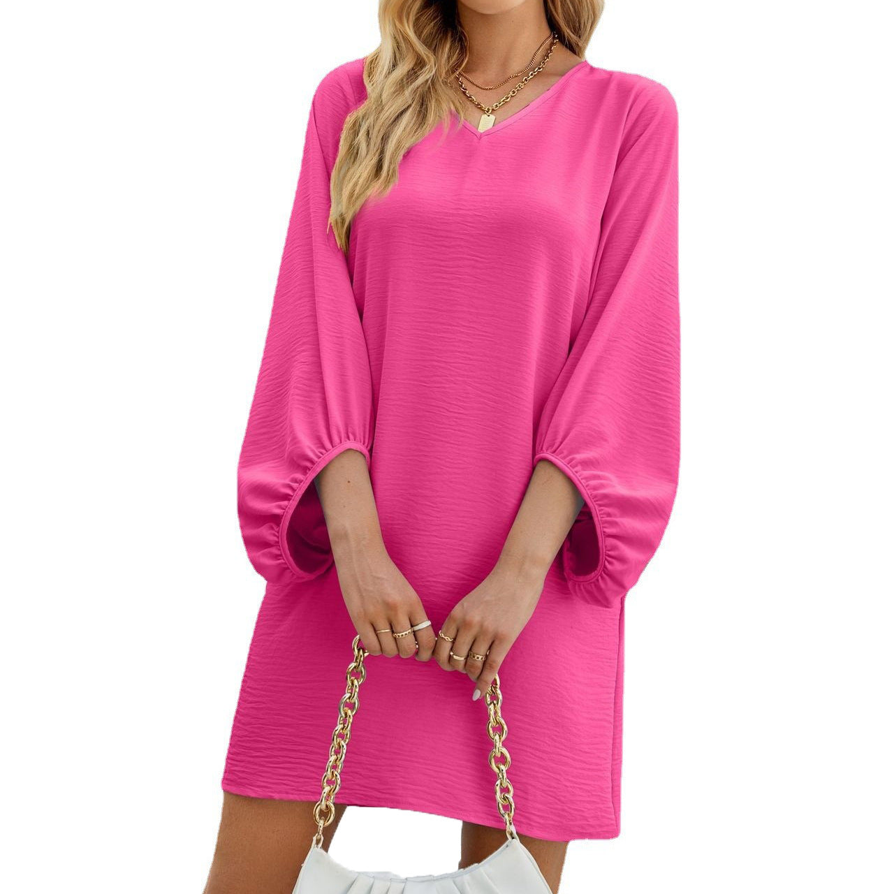 Fashion Puff Sleeve Loose Dress