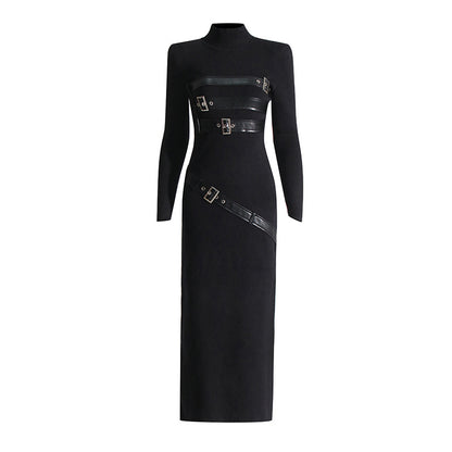 Fashion High Sense Stitching Tied Design Slim Fit Dress