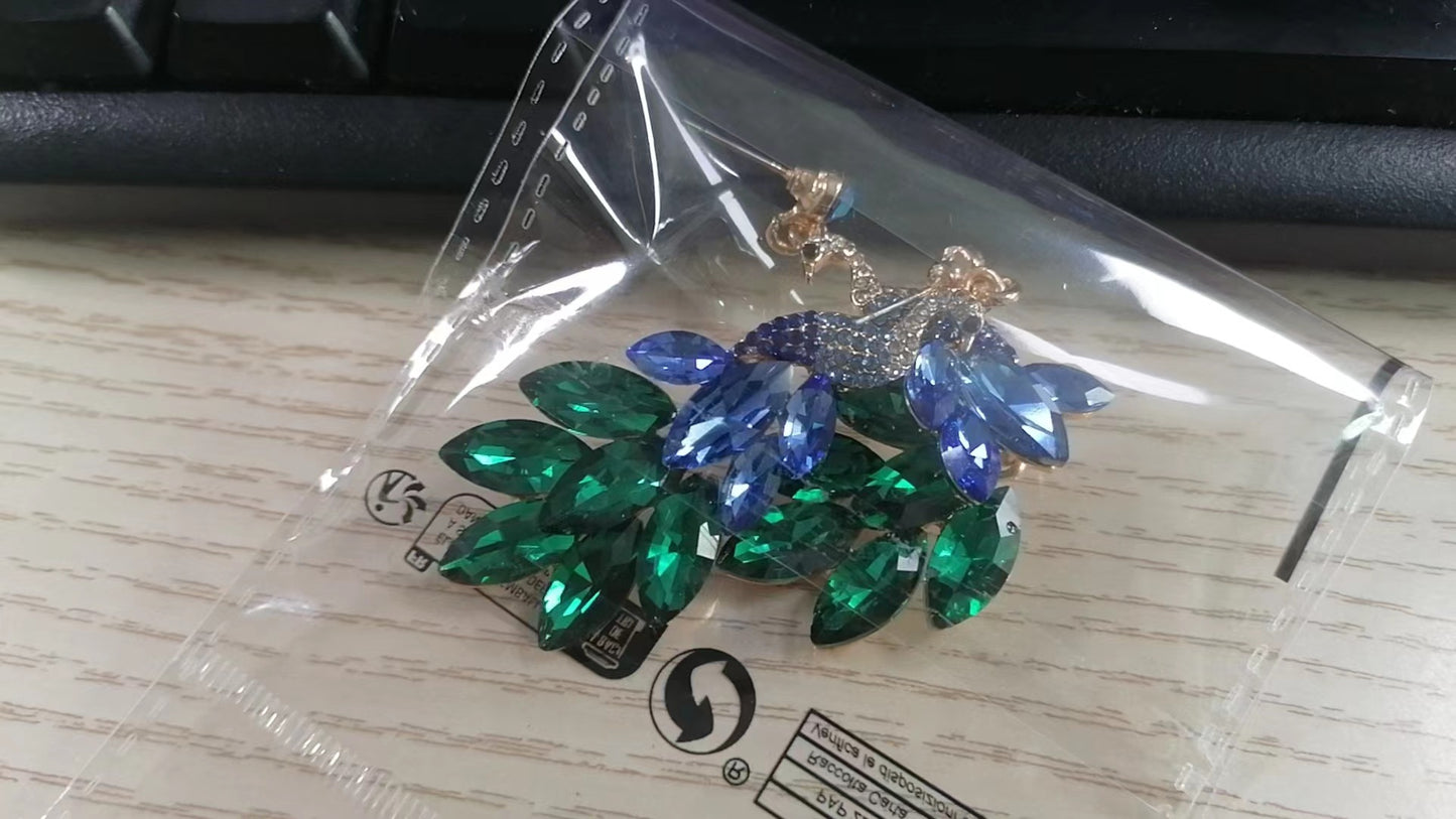 Fashion Retro Diamonds Crystal Peacock Earrings