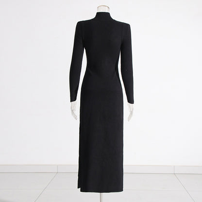 Fashion High Sense Stitching Tied Design Slim Fit Dress