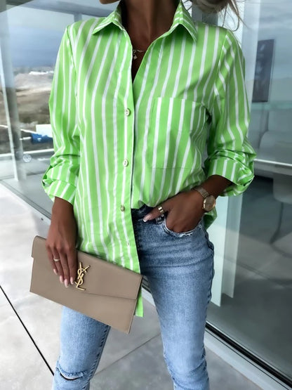 Fashion Long Sleeve Striped Printing Shirt