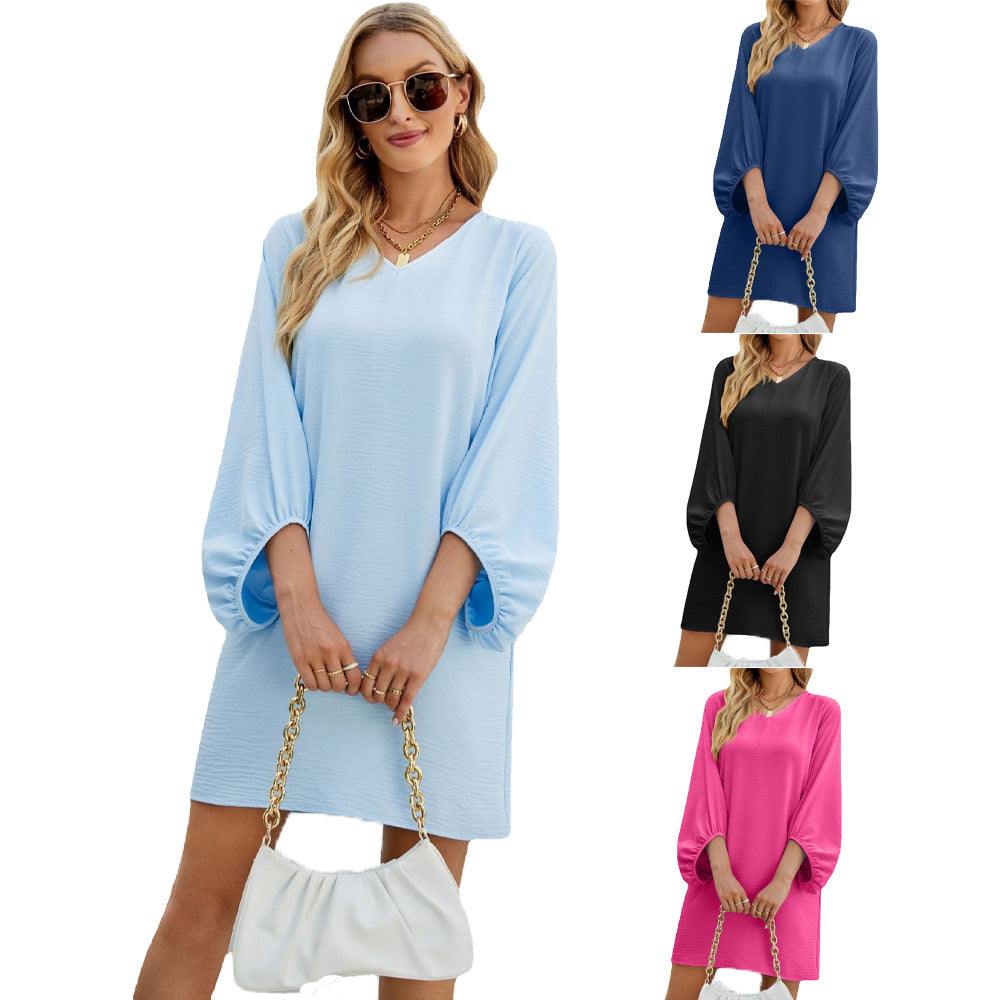 Fashion Puff Sleeve Loose Dress