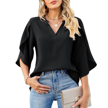 Fashion Petal Sleeve Loose Blouse