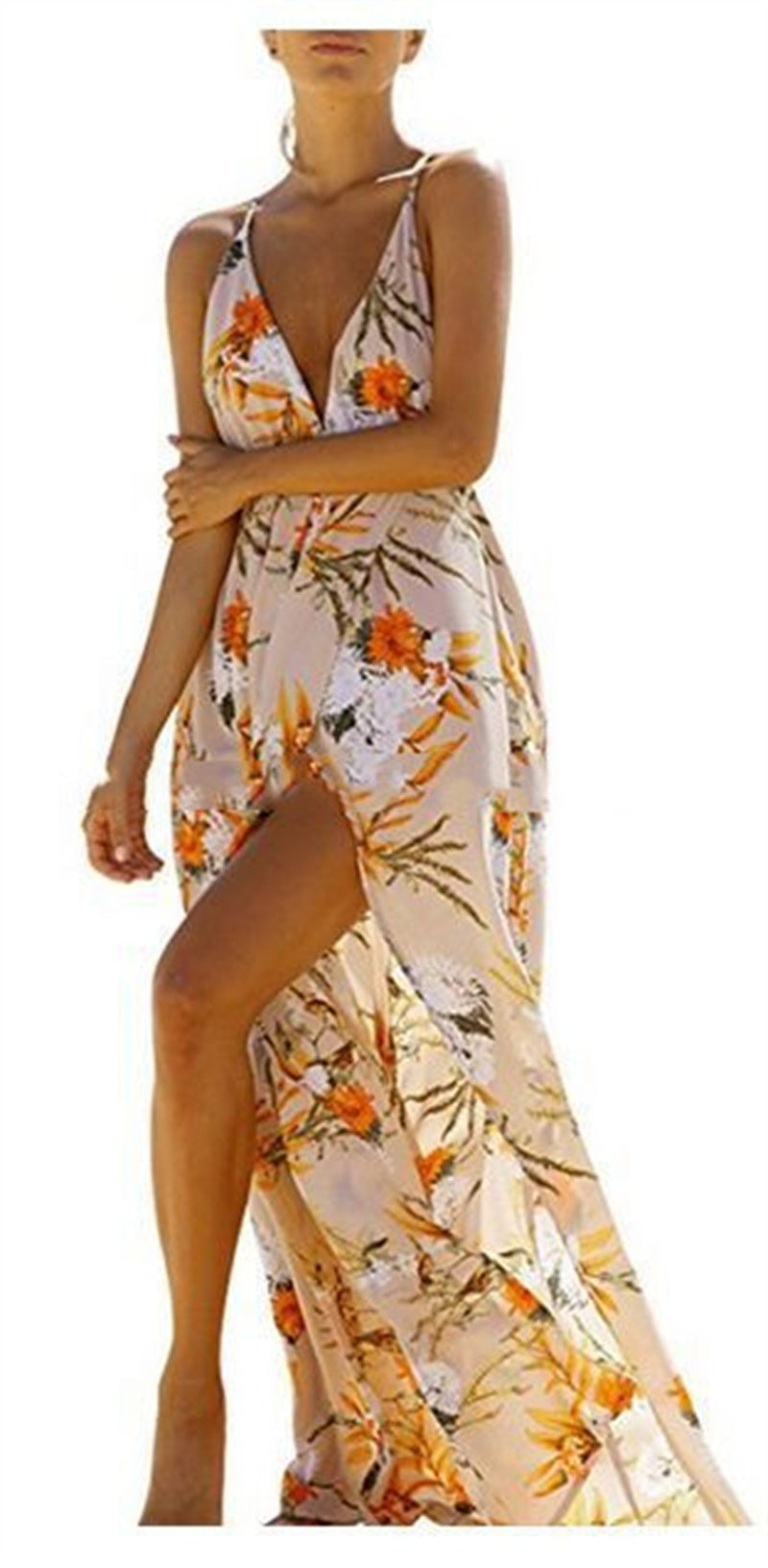 Fashion Printing Backless Slip Dress