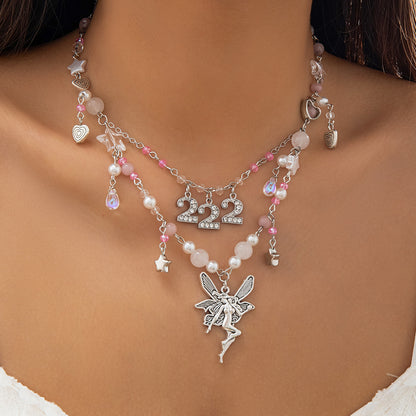 Fashion Beaded Butterfly Wind Dopamine Necklace
