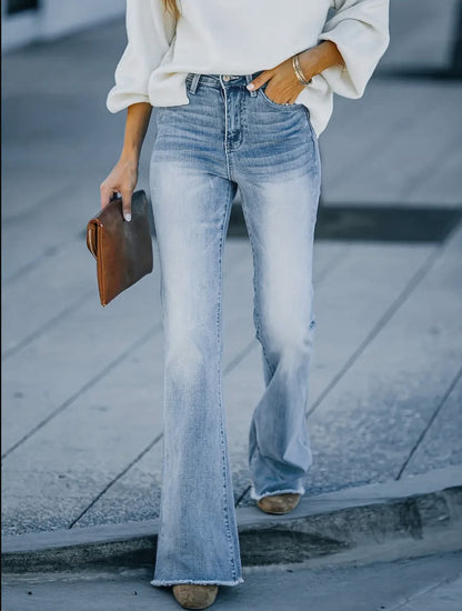 Fashion Slightly Flared High Waist Jeans