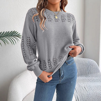 Fashion Hollow-out Lantern Sleeve Pullover Sweaters