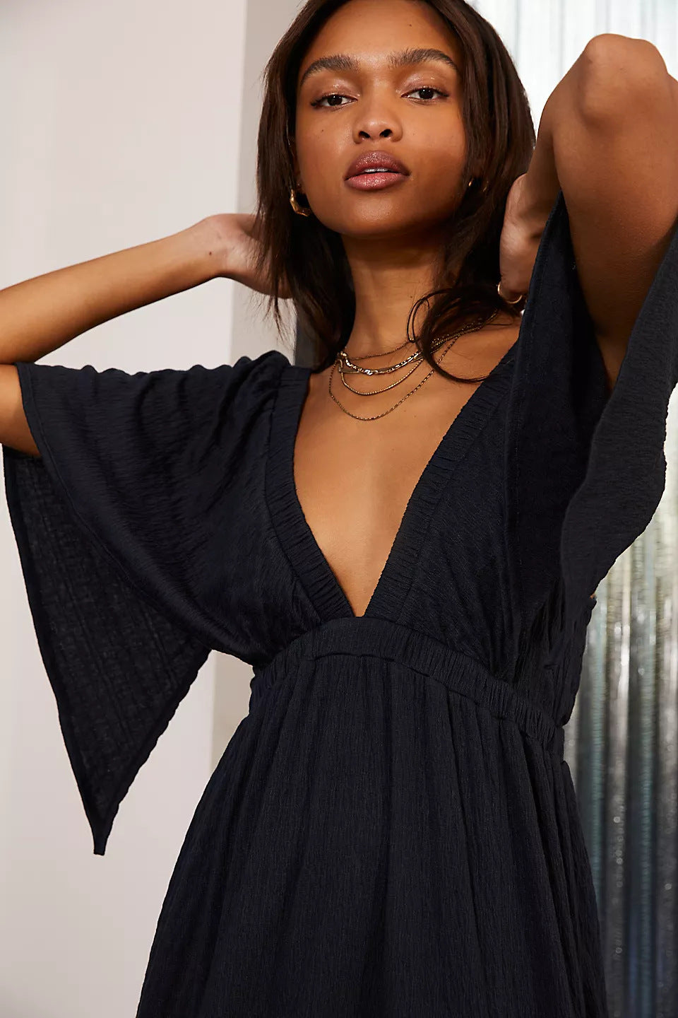 Fashion V-neck Loose Long Dress