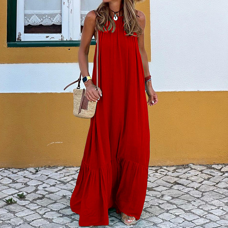 Fashion Sleeveless Halter Long Beach Dress