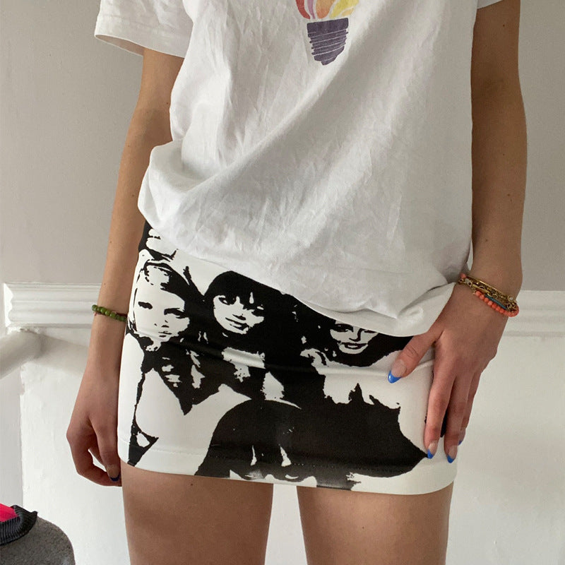 Fashion Abstract Portrait Graffiti Short Skirt