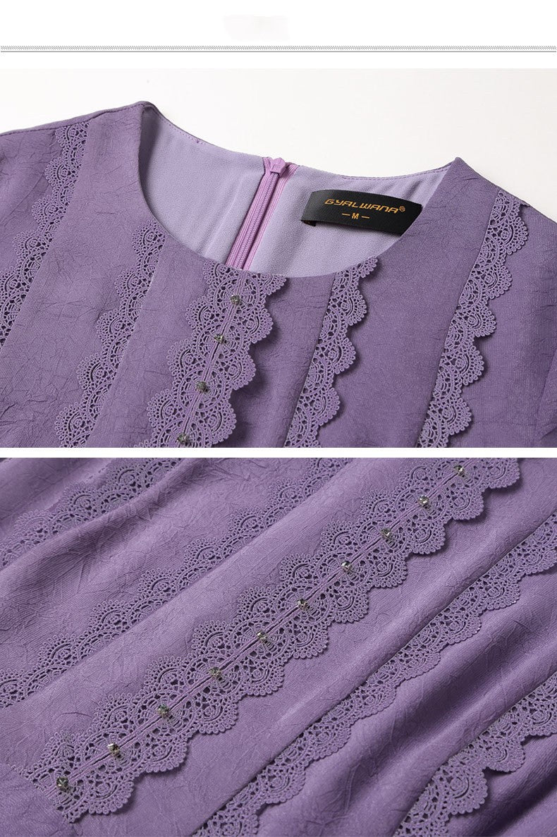 Fashion Lace Patchwork Purple Dress