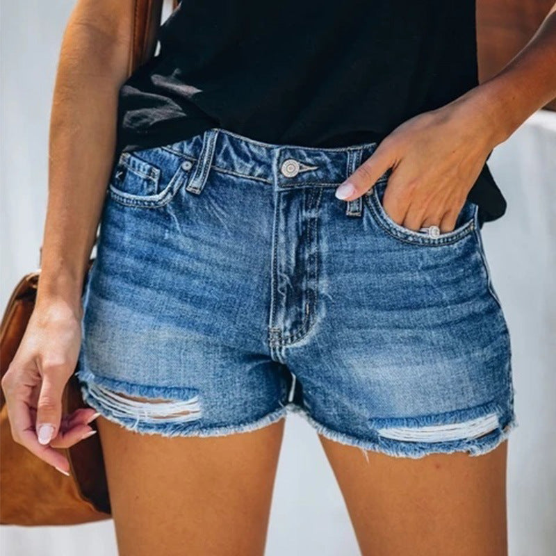 Fashion Hole Denim Shorts