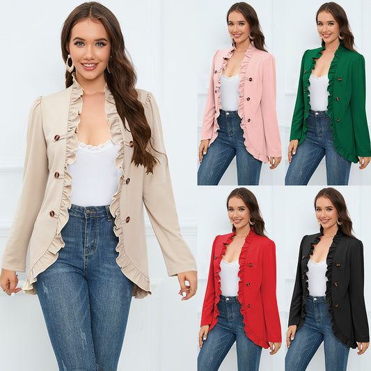 Fashion Ruffled Cardigan Button Jacket