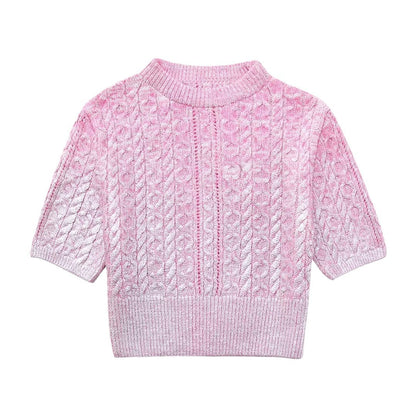 Fashion Metal Rib Twisted Pullover Sweater